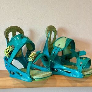 Burton Aqua and Lime Snowboard Bindings